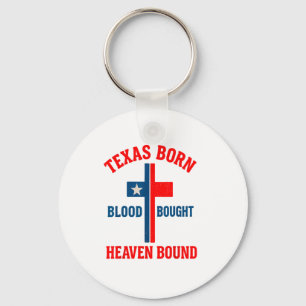 Texas Geboren, Bloed Gekocht, Hemel Gebonden Kruis Sleutelhanger