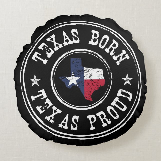  Texas geboren - Texas trots Rond Kussen (Voorkant)