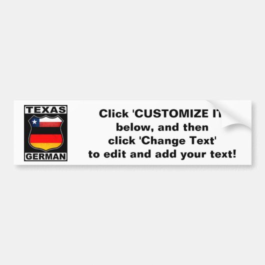Texas German American Bumpersticker (Voorkant)