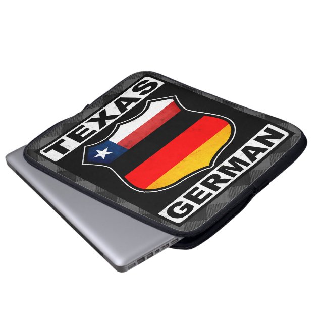 Texas German American Laptop Hoesje Sleeve (Voorkant onderkant)