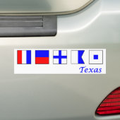 Texas, gespeld onder nautische vlag alfabet bumpersticker (Op auto)