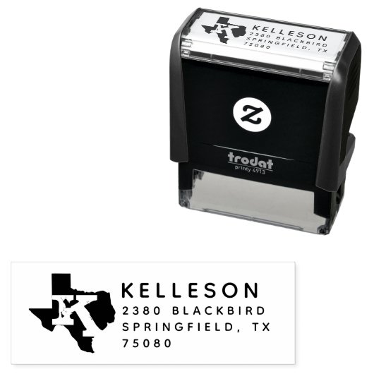 Texas gestempeld | Retouradres Zelfinktstempel Zelfinktende Stempel (In situ)