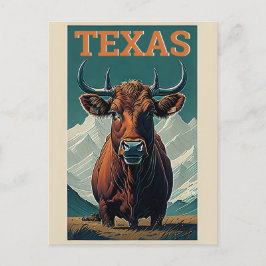 Texas gestileerde  Bull Retro Reizen Briefkaart