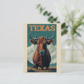 Texas gestileerde  Bull Retro Reizen Briefkaart (Staand voorkant)