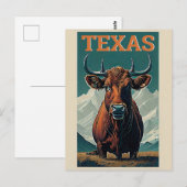 Texas gestileerde  Bull Retro Reizen Briefkaart (Voorkant / Achterkant)