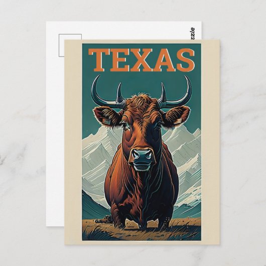Texas gestileerde  Bull Retro Reizen Briefkaart (Voorkant / Achterkant)