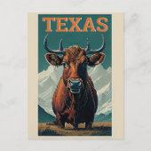 Texas gestileerde  Bull Retro Reizen Briefkaart (Voorkant)