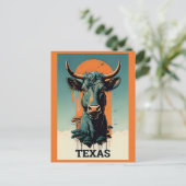 Texas gestileerde Retro Bull Reizen Briefkaart (Staand voorkant)