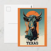 Texas gestileerde Retro Bull Reizen Briefkaart (Voorkant / Achterkant)