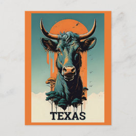 Texas gestileerde Retro Bull Reizen Briefkaart