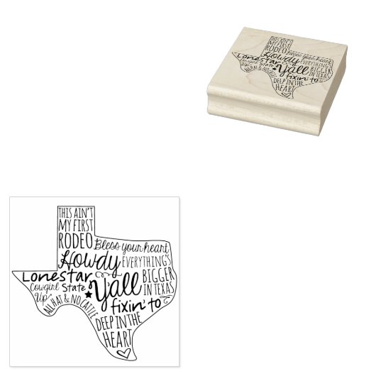 Texas Gezegden Y'all Rubberstempel (Gestempeld)