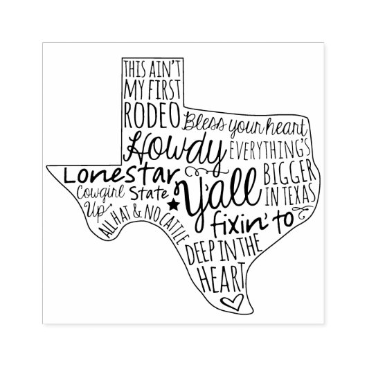 Texas Gezegden Y'all Rubberstempel (Afrduk)