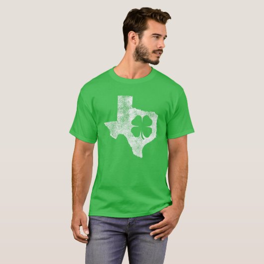 Texas Gift St. Patrick's Day Shamrock Clover Irish T-shirt (Voorkant volledig)