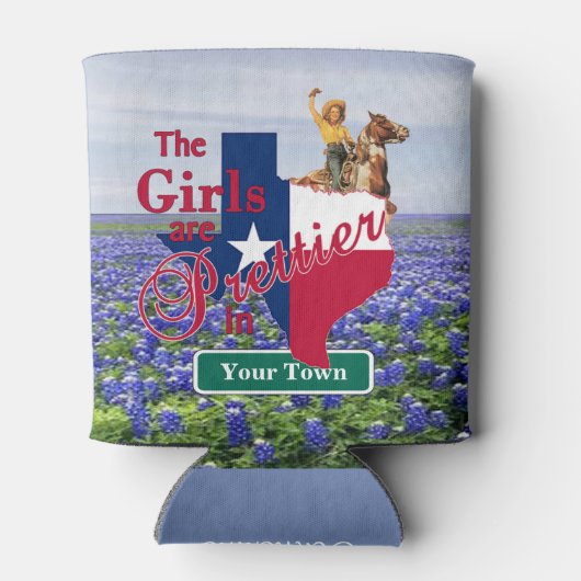 Texas Girls zijn  in (CUSTOM NAME) Bluebonn Blikjeskoeler (Achterkant)