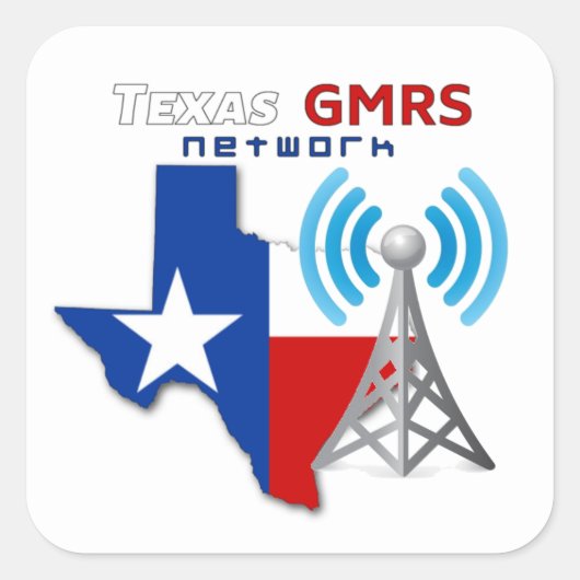 Texas GMRS Netwerk - 3" Decals Vierkante Sticker (Voorkant)