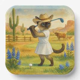 Texas Golf Verjaardag Thema voor Kattenliefhebbers Papieren Bordje