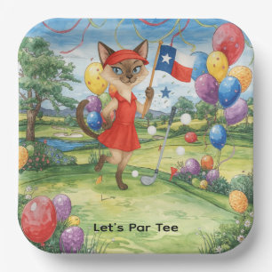 Texas Golf Verjaardagsfeest op groen voor kattenli Papieren Bordje