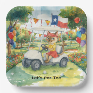 Texas Golf Verjaardagsfeest op groen voor kattenli Papieren Bordje