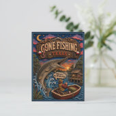 Texas Gone Fishing Alligator Gar Briefkaart (Staand voorkant)