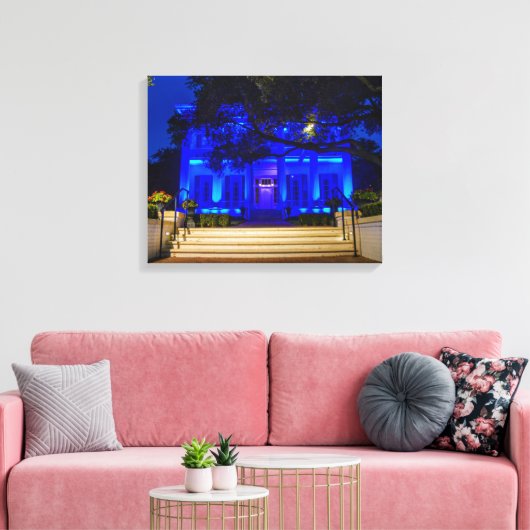 Texas Governor's Mansion Back the Blue Canvas Afdruk (Insitu (Woonkamer))