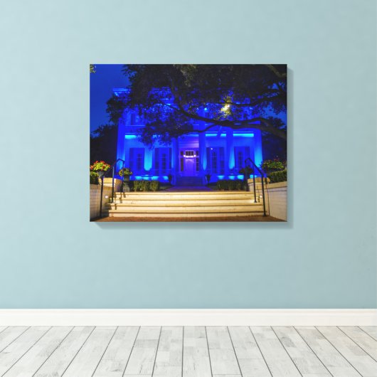 Texas Governor's Mansion Back the Blue Canvas Afdruk (Insitu (Houten vloer))