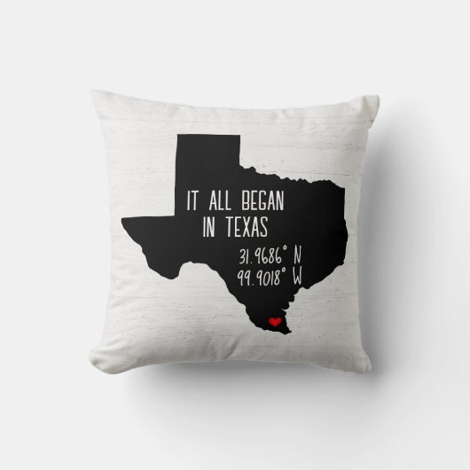 Texas GPS-coördinaten met Hart Kussen (Voorkant)