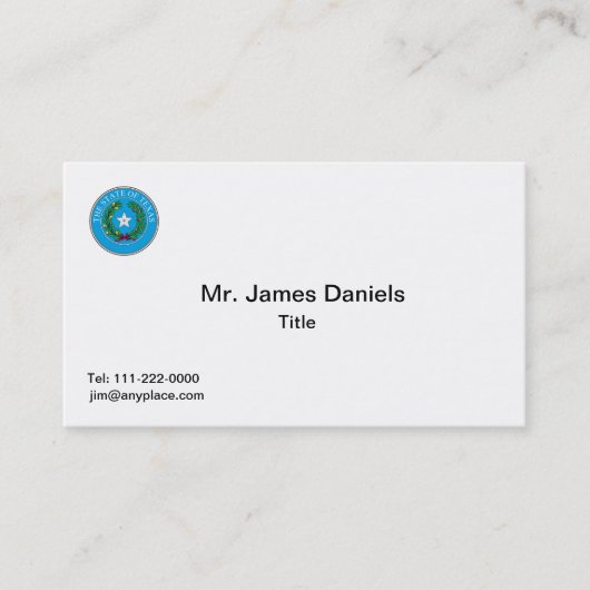 Texas Great Seal Business Card-sjabloon Visitekaartje (Voorkant)
