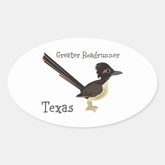 Texas Greater Roadrunner Ovale Sticker (Voorkant)