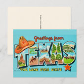 Texas Greeting Vintage Postcard Briefkaart (Voorkant / Achterkant)