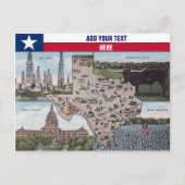 Texas Greetings briefkaart - State Map & Uitzichte (Voorkant)