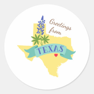 Texas Greetings Ronde Sticker