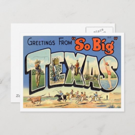 Texas Greetings uit de VS Briefkaart (Voorkant / Achterkant)