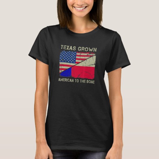 Texas groeide Amerikaan in de beenhuisstaat Texas T-shirt (Voorkant)