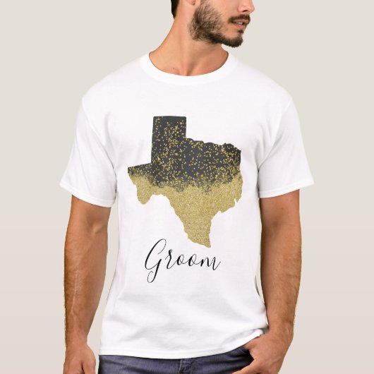 Texas Groom Black en Gold Afbeelding T-shirt (Voorkant)