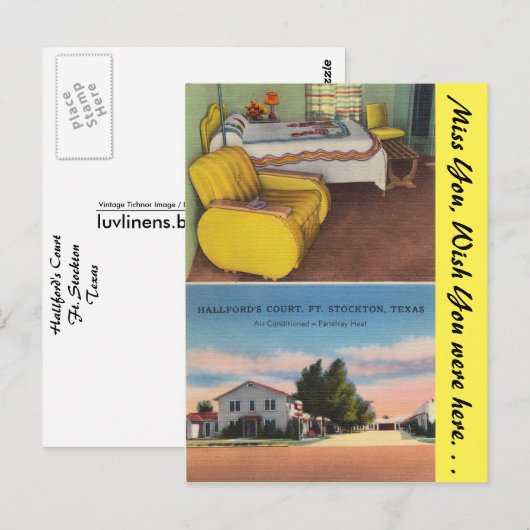 Texas, Hallford's Court, Ft. Stockton Briefkaart (Voorkant / Achterkant)