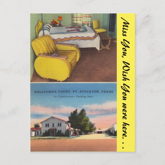 Texas, Hallford's Court, Ft. Stockton Briefkaart (Voorkant)