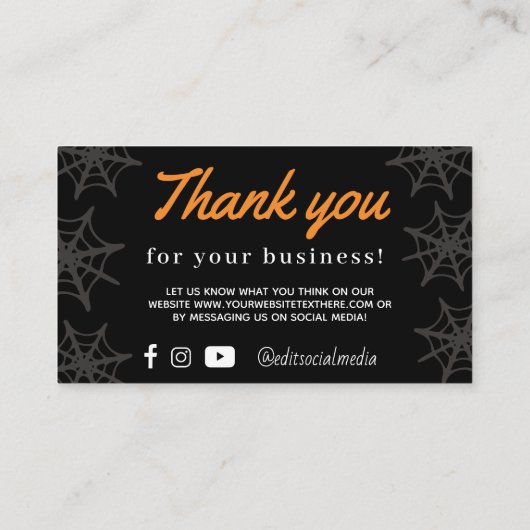 Texas Halloween Spinnenweb Dank Yall Kaart (Achterkant)