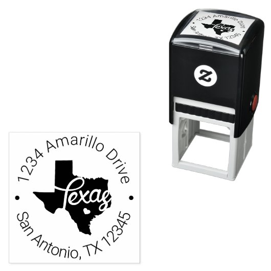 Texas Heart Cutout Adres Zelfinktende Stempel (In situ)