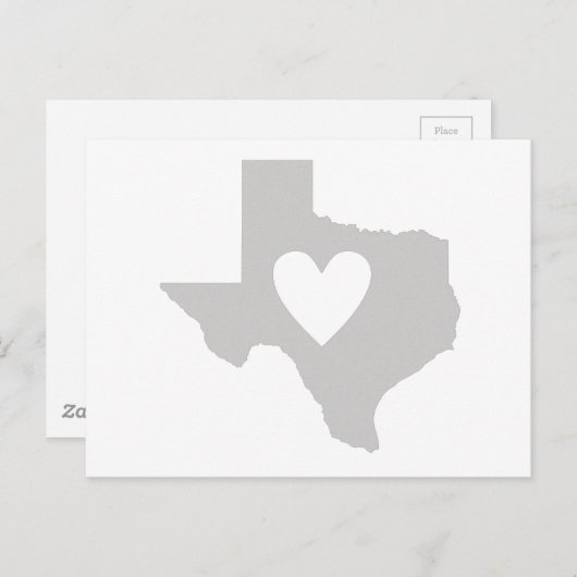 Texas Heart Gray Lone Star State Texan Love Gray Briefkaart (Voorkant / Achterkant)