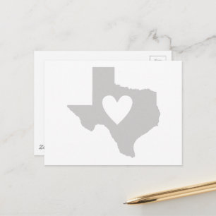 Texas Heart Gray Lone Star State Texan Love Gray Briefkaart