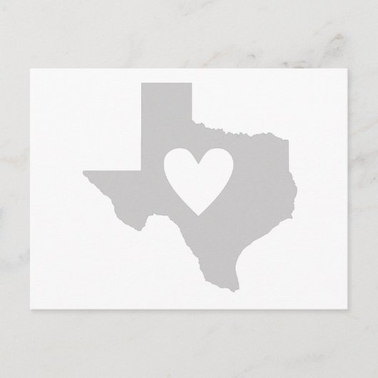 Texas Heart Gray Lone Star State Texan Love Gray Briefkaart (Voorkant)