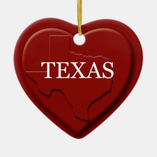 Texas Heart Map kerstversiering Keramisch Ornament (Voorkant)