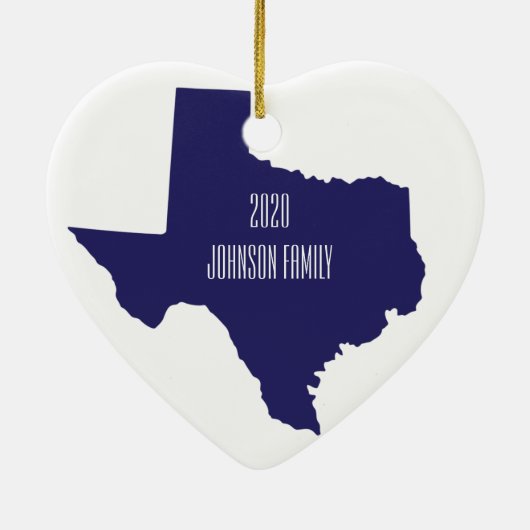 Texas Heart Personalized Christmas Keramisch Ornament (Achterkant)