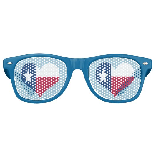 Texas Heart Shaped Flag Retro Zonnebril (Voorkant)