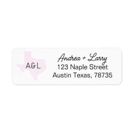 Texas Hearts Bruiloft Retouradres Labels (Voorkant)