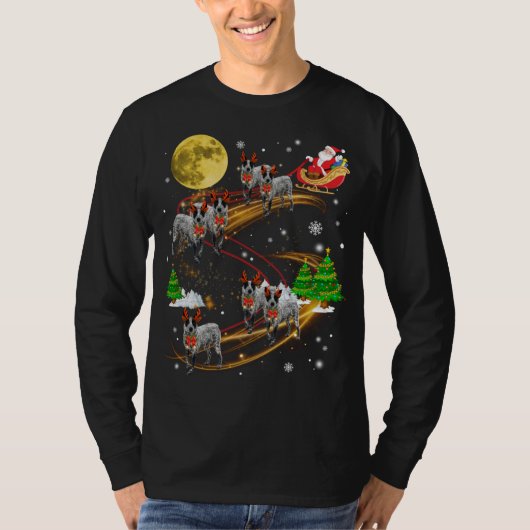 Texas Heeler Rendier Kerstmis Hond Rijden Santa X T-shirt (Voorkant)