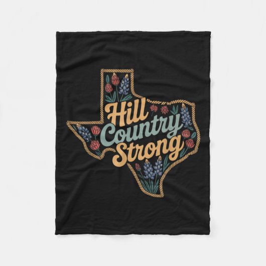Texas Hill Country 2025 Texas Strong Retro Motivat Fleece Deken (Voorkant)