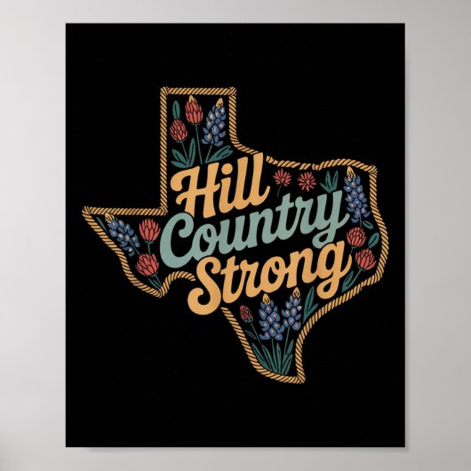 Texas Hill Country 2025 Texas Strong Retro Motivat Poster (Voorkant)