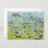 Texas Hill Country Cartoon Map Briefkaart (Voorkant / Achterkant)