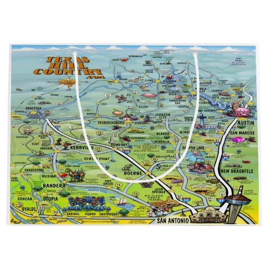Texas Hill Country Cartoon Map Large Cadeautasje (Voorkant)